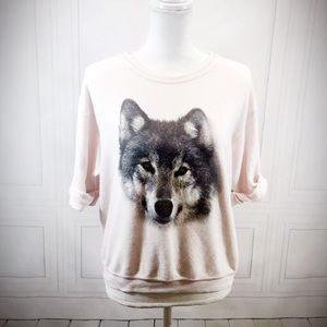 Woldfox woman wolf husky pullover sweater xs